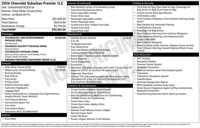 New 2026 Chevrolet Suburban Premier AWD/4WD image 32