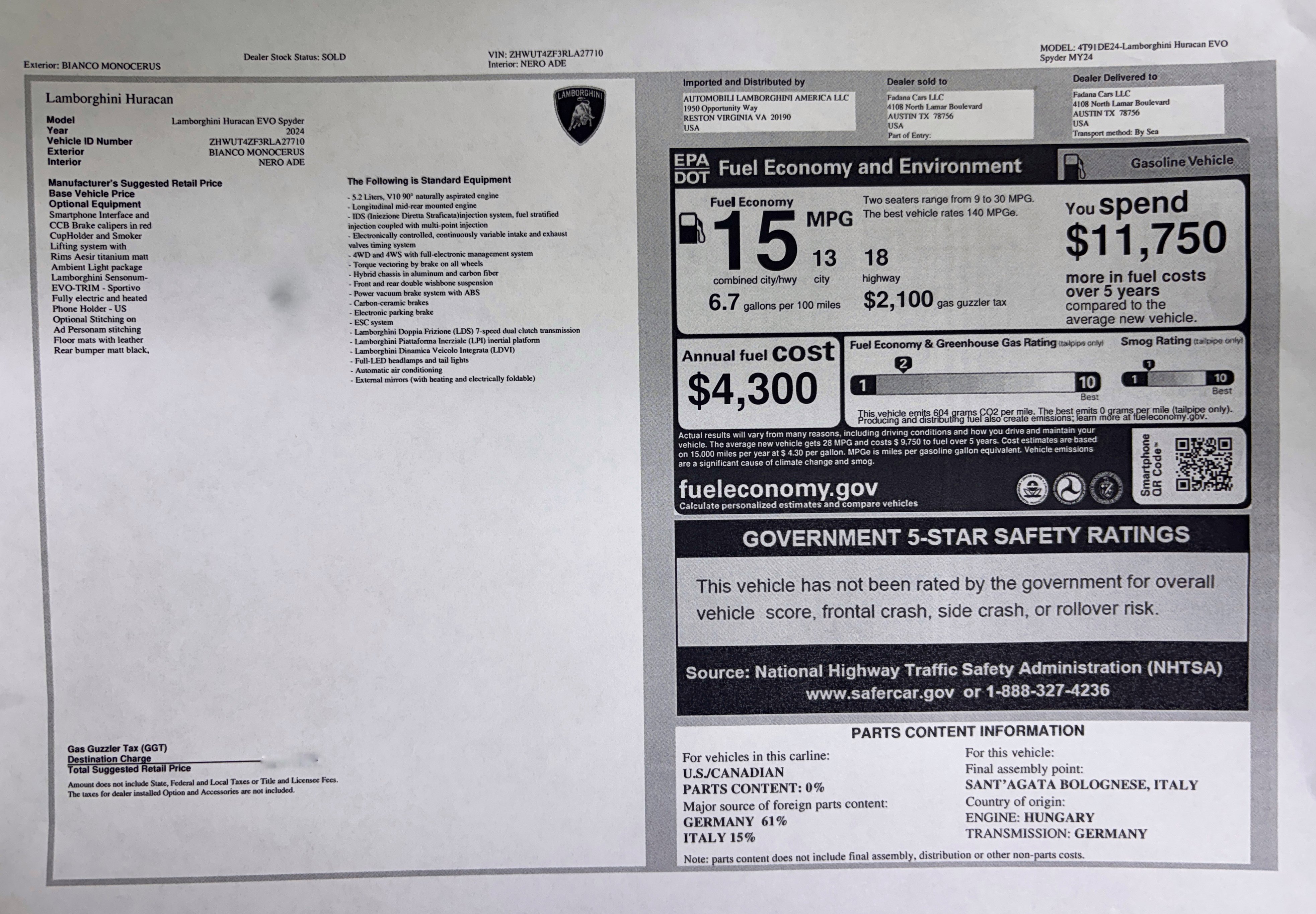 Used 2024 Lamborghini Huracan EVO image 48