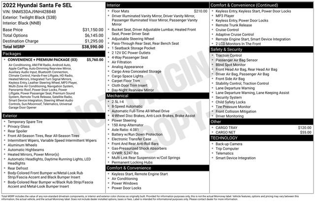 Certified 2022 Hyundai Santa Fe SEL w/ Convenience + Premium Package image 3