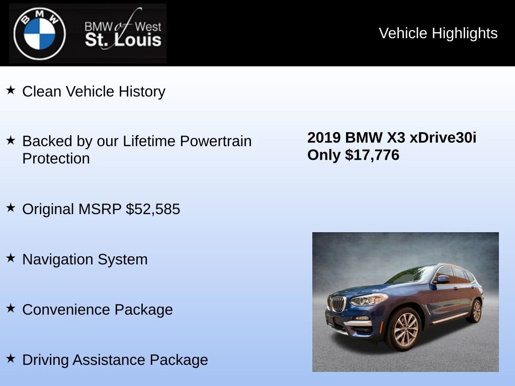 Used 2019 BMW X3 xDrive30i w/ Convenience Package AWD/4WD image 8