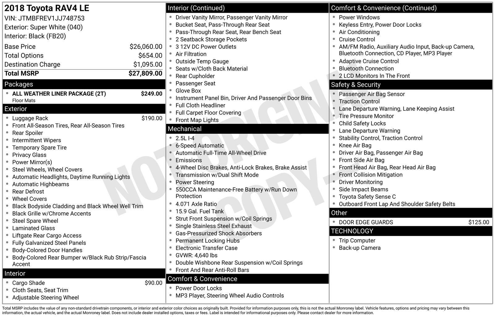 Used 2018 Toyota RAV4 LE w/ All Weather Liner Package image 6