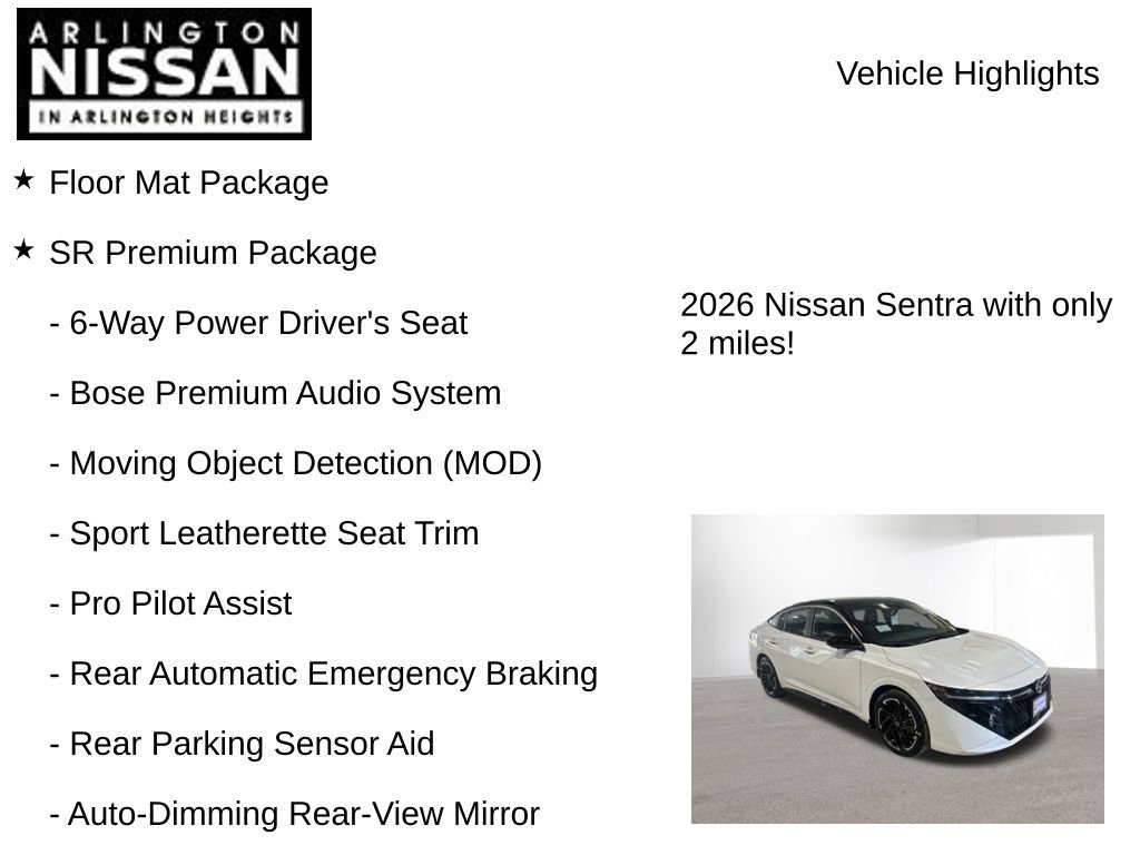 New 2026 Nissan Sentra SR w/ SR Premium Package FWD image 8