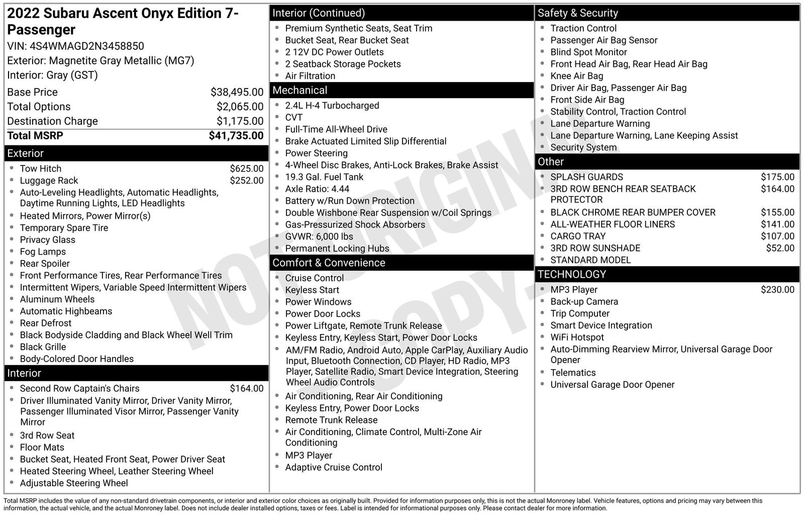 Used 2022 Subaru Ascent Onyx Edition image 38