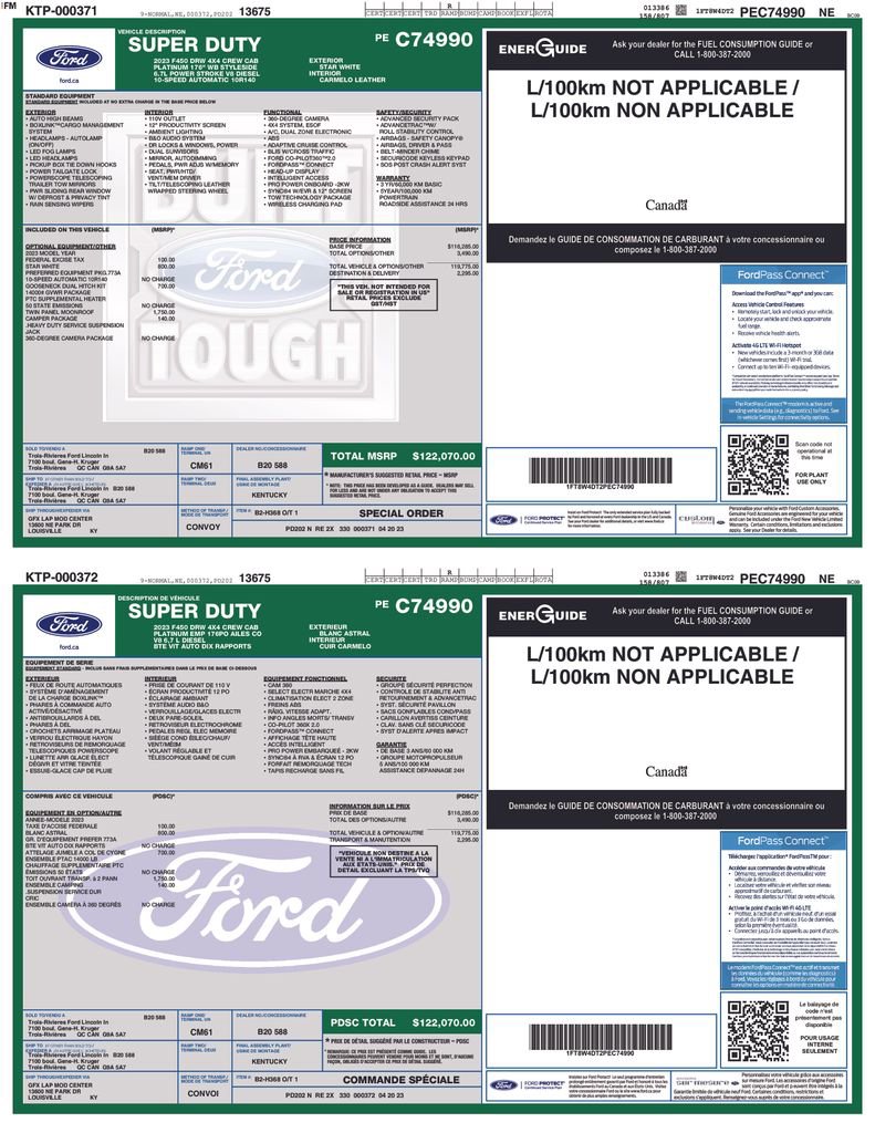 Used 2023 Ford F450 Platinum w/ Camper Package image 10