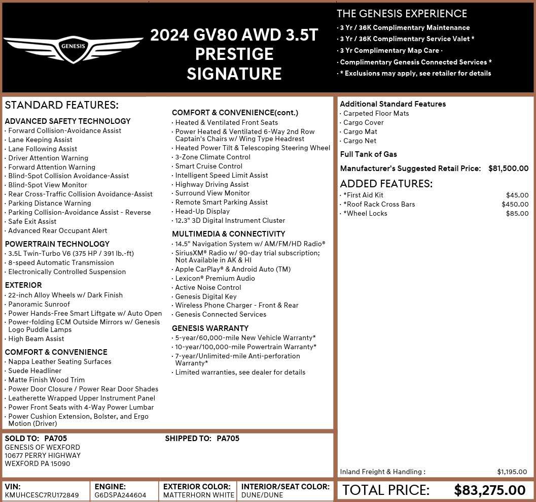 Used 2024 Genesis GV80 3.5T Prestige Signature AWD/4WD image 4