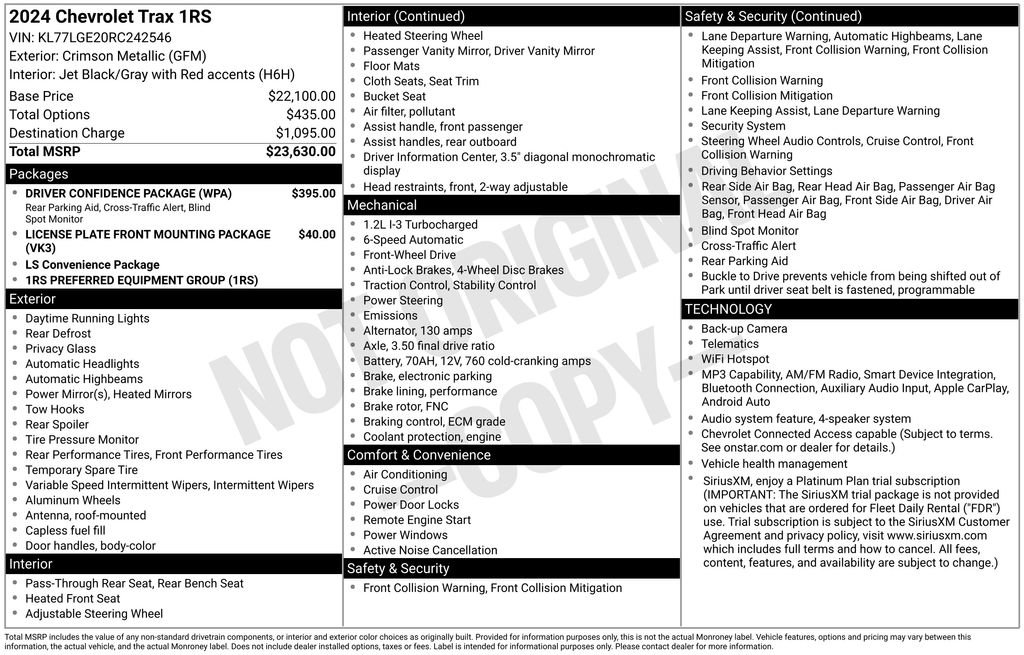Used 2024 Chevrolet Trax RS w/ Driver Confidence Package FWD image 2