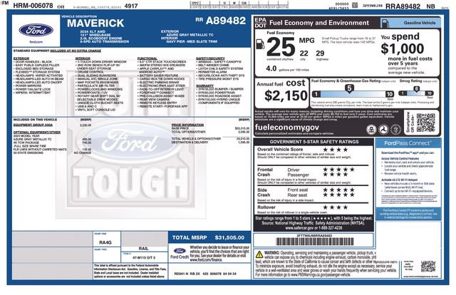 Used 2024 Ford Maverick XLT w/ Equipment Group 300A Standard