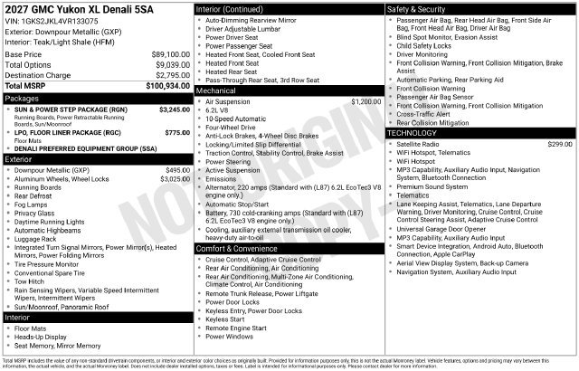 New 2027 GMC Yukon XL Denali w/ Sun & Power Step Package AWD/4WD image 3