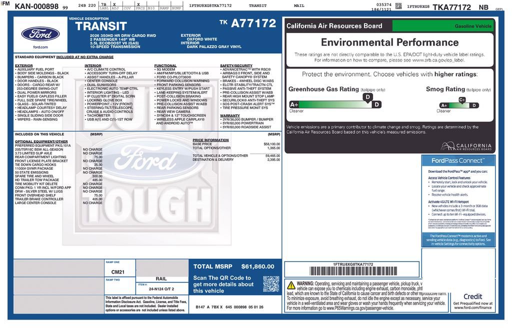 New 2026 Ford Transit 350 148 High Roof Extended DRW RWD image 1