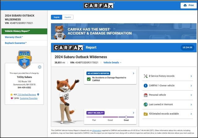 Used 2024 Subaru Outback Wilderness image 13