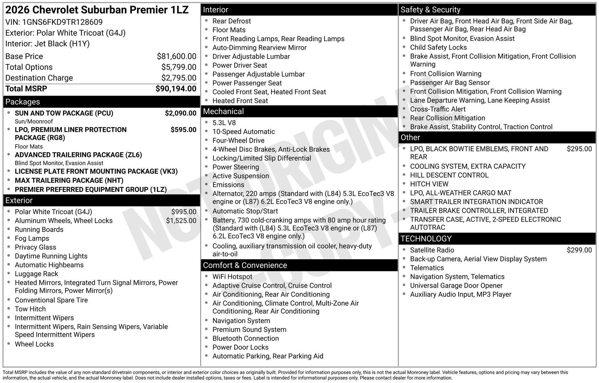 Used 2026 Chevrolet Suburban Premier w/ Sun And Tow Package AWD/4WD image 4