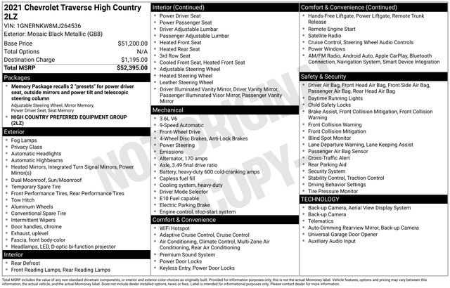 Certified 2021 Chevrolet Traverse High Country FWD image 39