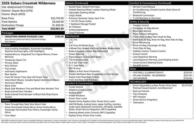 New 2026 Subaru Crosstrek 2.5i Wilderness w/ Crosstrek Mirror Package AWD/4WD image 34