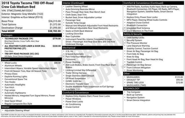 Used 2018 Toyota Tacoma TRD Off-Road w/ Technology Package image 13