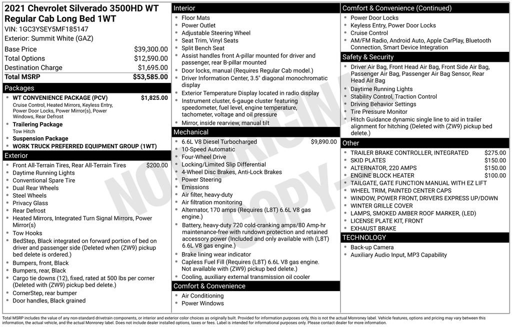 Used 2021 Chevrolet Silverado 3500 W/T w/ WT Convenience Package AWD/4WD image 19