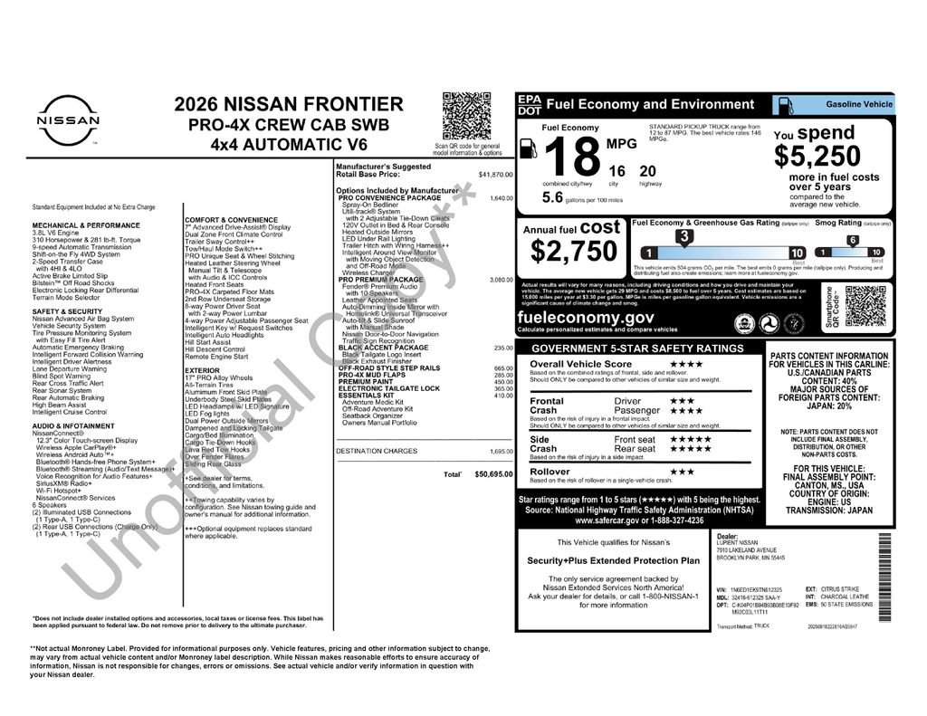 New 2026 Nissan Frontier PRO-4X w/ Pro Premium Package image 4