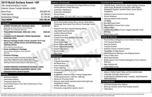 Used 2019 Buick Enclave Avenir w/ Avenir Technology Package image 18