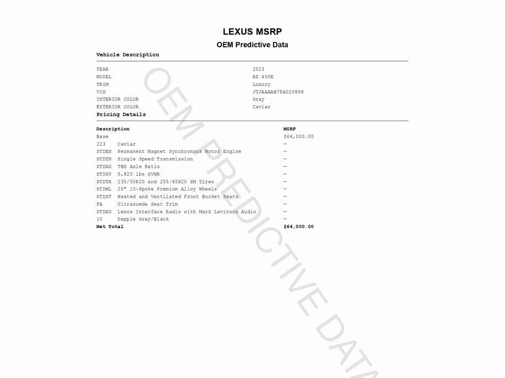 Used 2023 Lexus RZ 450e Premium w/ Technology Package image 2