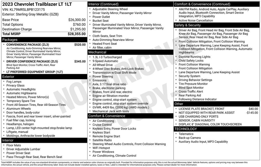 Used 2023 Chevrolet TrailBlazer LT w/ Convenience Package image 4