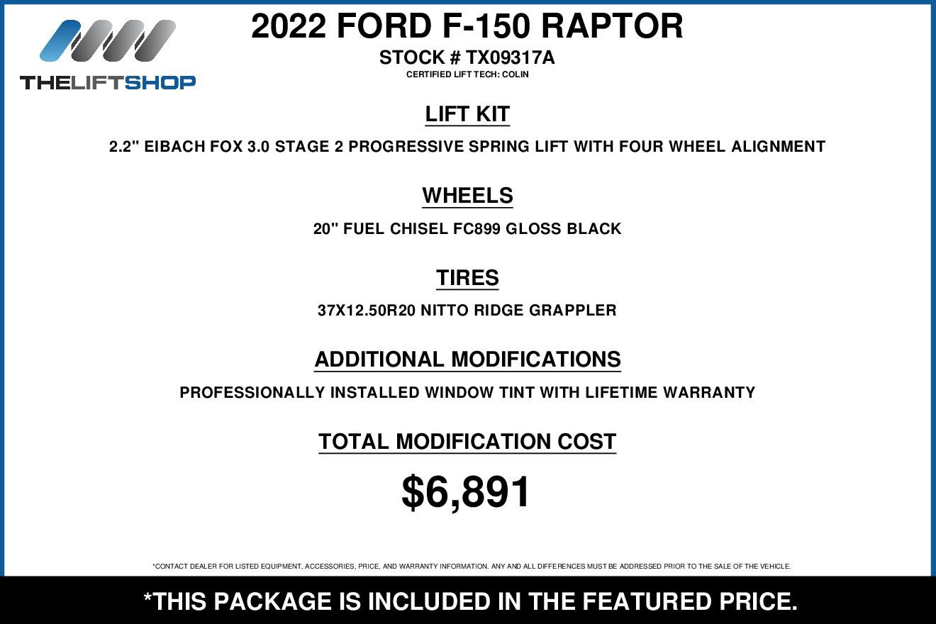 Used 2022 Ford F150 Raptor w/ Equipment Group 801A High AWD/4WD image 2