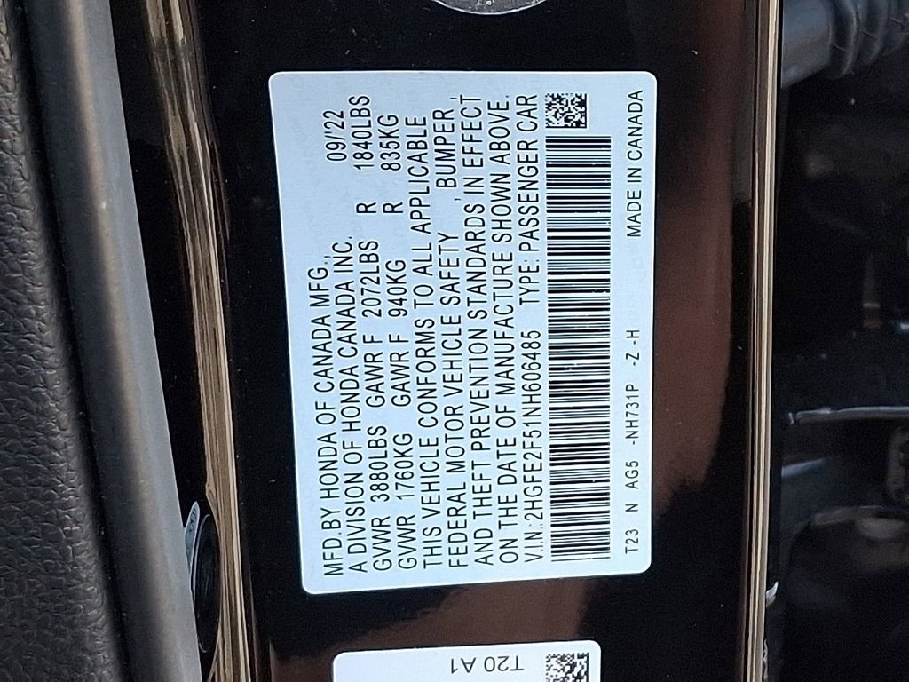 Certified 2022 Honda Civic Sport image 27