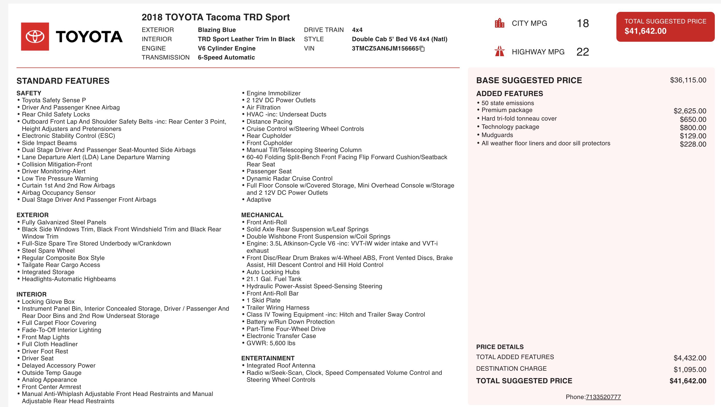 Used 2018 Toyota Tacoma TRD Sport AWD/4WD image 4