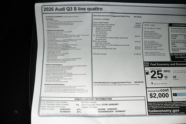 New 2026 Audi Q3 quattro 2.0T image 25