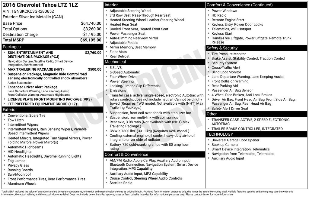 Used 2016 Chevrolet Tahoe LTZ AWD/4WD image 2