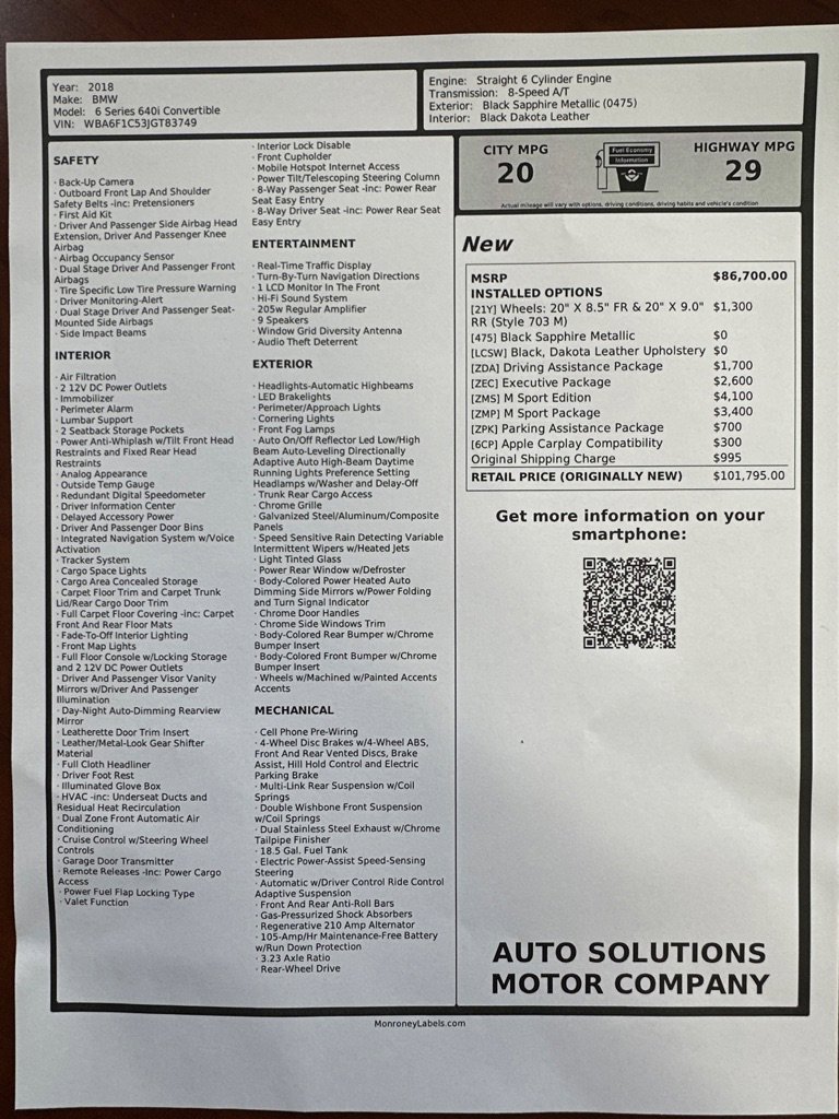 Used 2018 BMW 640i Convertible image 12