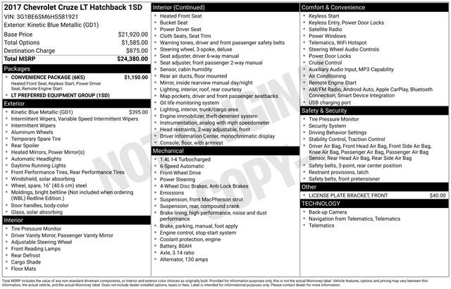 Used 2017 Chevrolet Cruze LT w/ Convenience Package FWD image 7