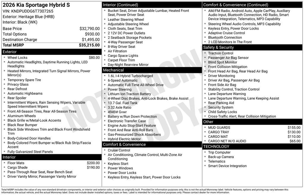 New 2026 Kia Sportage S AWD/4WD image 6