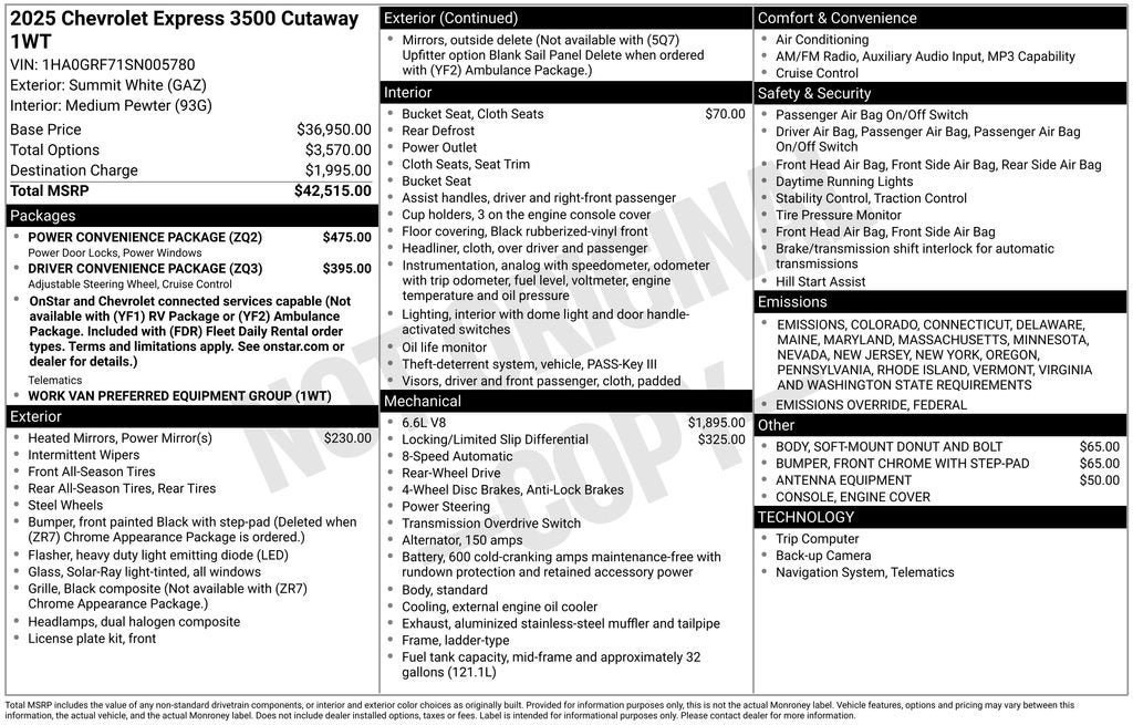 New 2025 Chevrolet Express 3500 w/ Power Convenience Package image 26