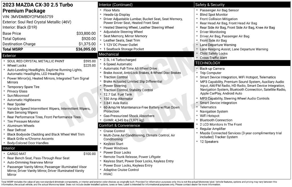 Certified 2023 MAZDA CX-30 2.5 Turbo w/ Premium Package AWD/4WD image 32