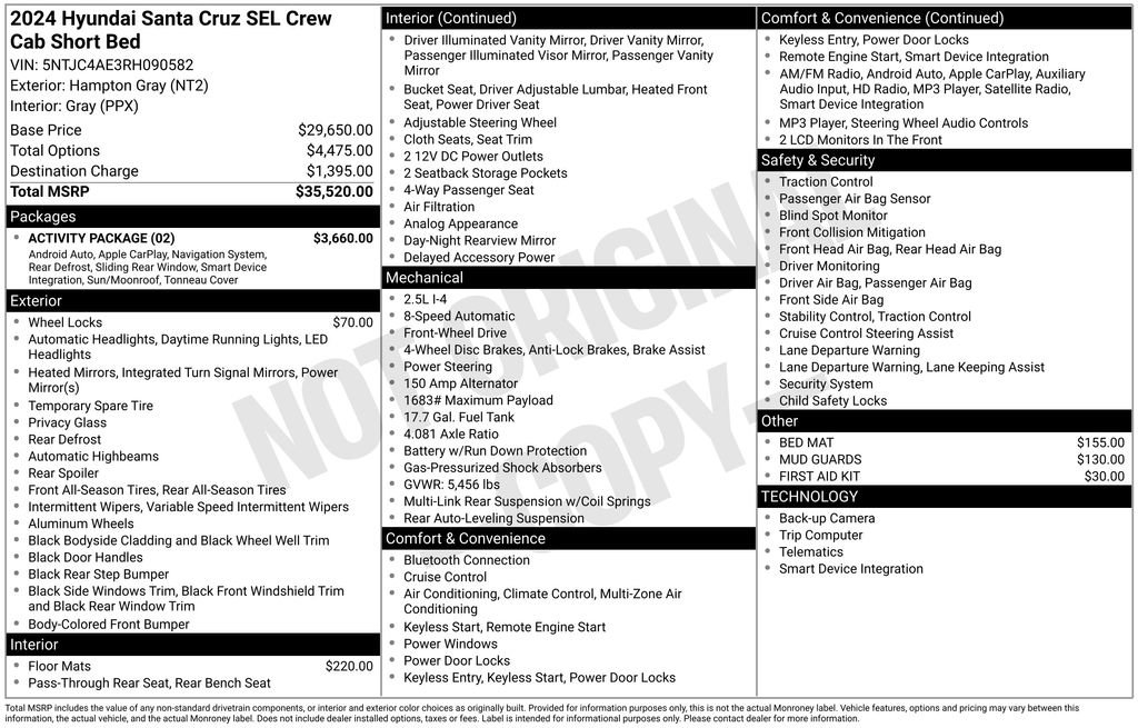 Certified 2024 Hyundai Santa Cruz SEL w/ Activity Package image 7