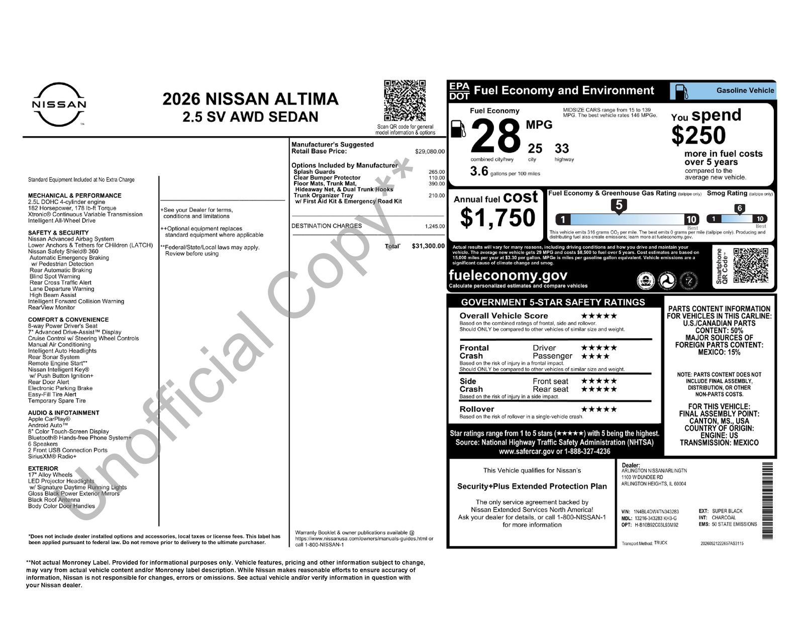 New 2026 Nissan Altima 2.5 SV AWD/4WD image 37