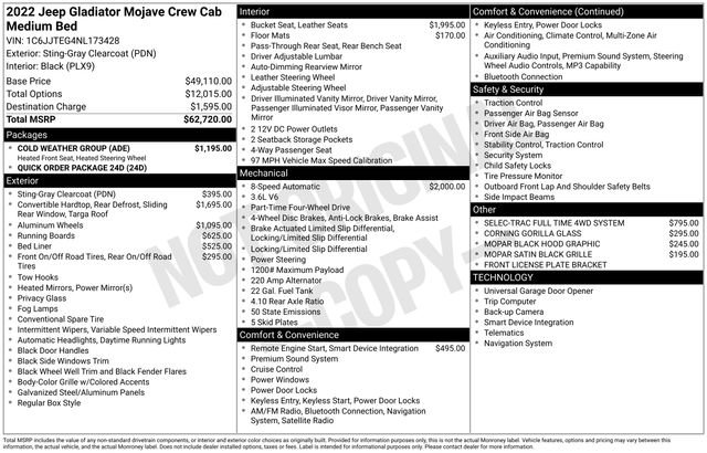 Used 2022 Jeep Gladiator Mojave w/ Cold Weather Group AWD/4WD image 28