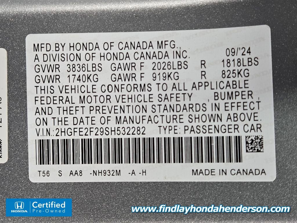 Certified 2025 Honda Civic LX image 13