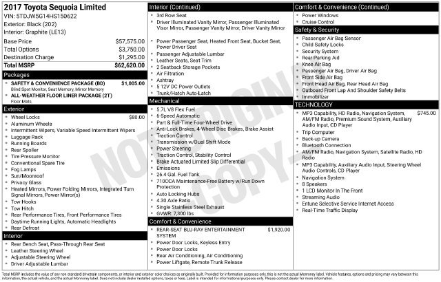 Used 2017 Toyota Sequoia Limited w/ Safety & Convenience Package AWD/4WD image 32