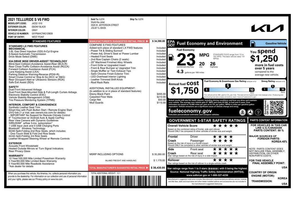 Used 2021 Kia Telluride S image 9