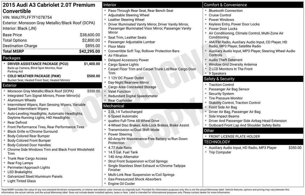 Used 2015 Audi A3 2.0T Premium w/ Driver Assistance Package image 33
