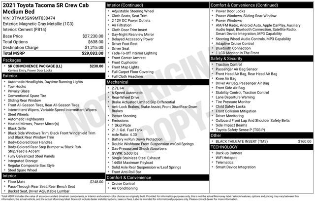 Used 2021 Toyota Tacoma SR w/ SR Convenience Package RWD image 4