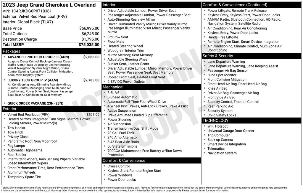 Used 2023 Jeep Grand Cherokee L Overland w/ Advanced Protech Group III image 15