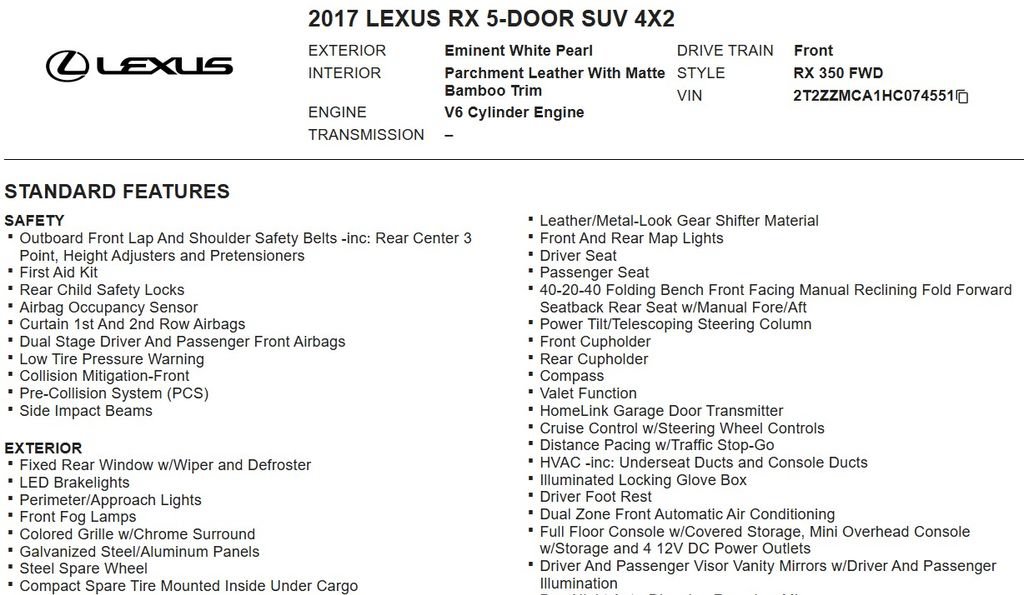 Used 2017 Lexus RX 350 FWD w/ Premium Package image 18