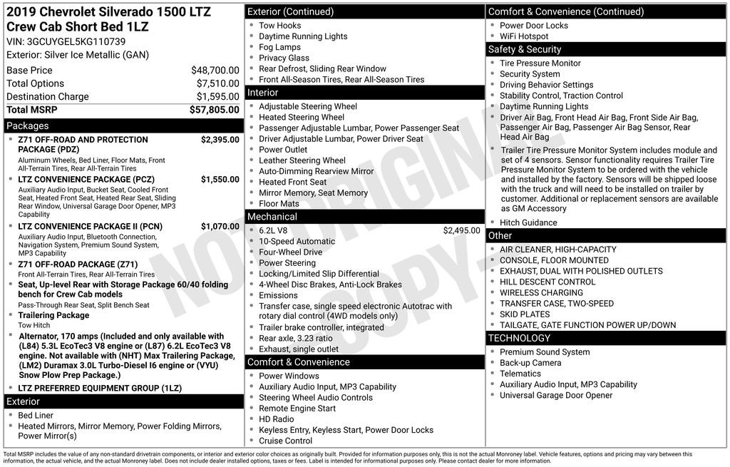 Used 2019 Chevrolet Silverado 1500 LTZ image 48