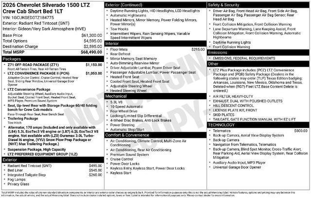 New 2026 Chevrolet Silverado 1500 LTZ w/ Z71 Off-Road Package image 30