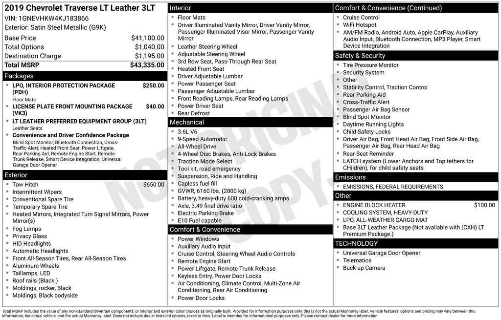 Used 2019 Chevrolet Traverse LT image 42
