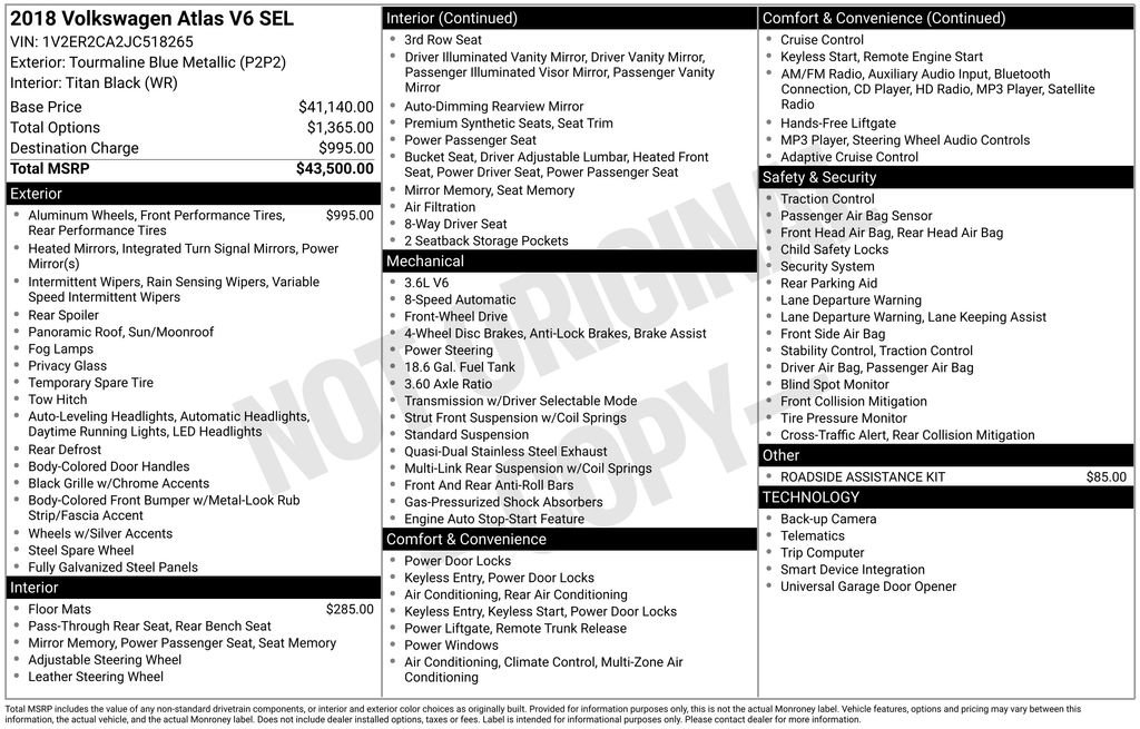 Used 2018 Volkswagen Atlas SEL FWD image 15