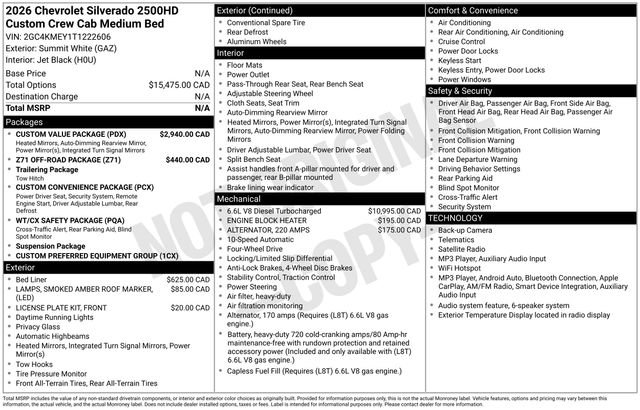 New 2026 Chevrolet Silverado 2500 Custom w/ Custom Value Package AWD/4WD image 30