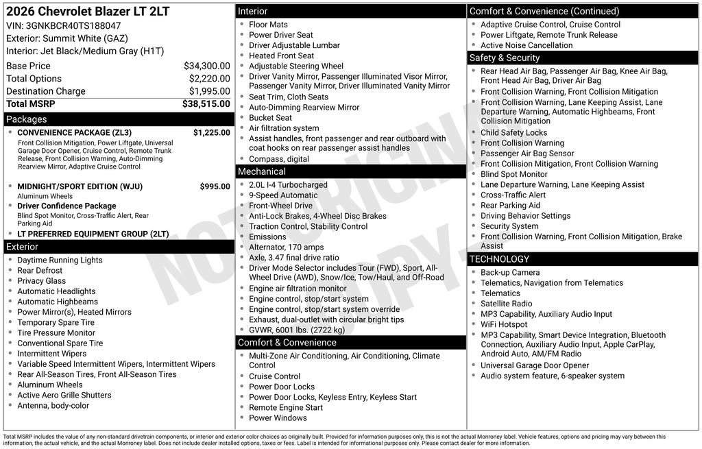 New 2026 Chevrolet Blazer LT w/ Convenience Package FWD image 28