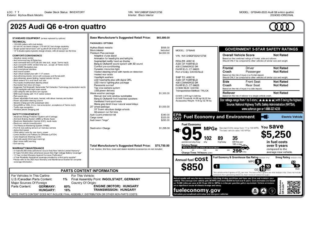 Used 2025 Audi Q6 e-tron Premium Plus w/ Premium Plus AWD/4WD image 2
